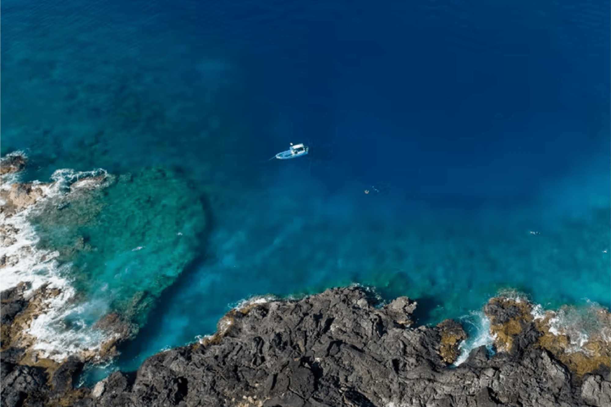 Aerial view of Our Kona Snorkel Tour & Dolphin Watching Boat Aerial view of Our Kona Snorkel Tour & Dolphin Watching Boat