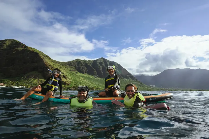 hanging out on a paddleboard in hawaii